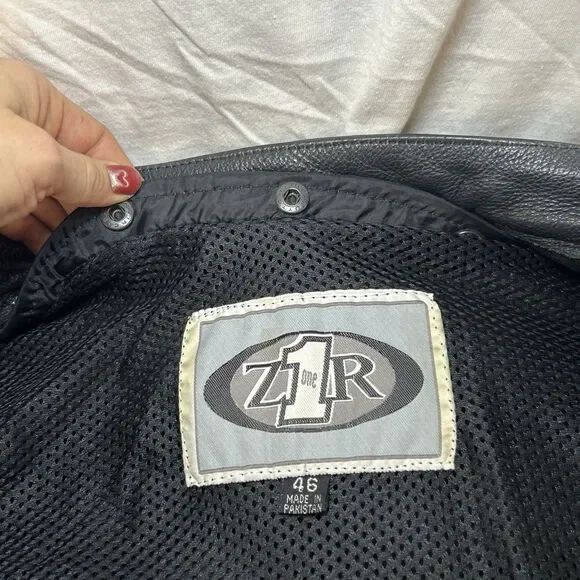 VINTAGE Z1R GENUINE LEATHER Men’s Black Biker Motorcycle Jacket Size 46 No Liner